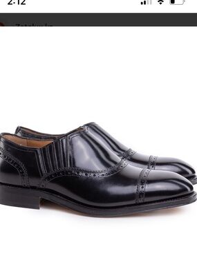 Salvatore Ferragamo Donatello sz 7.5 Black Leather Cap-Toe Slip-On Dress Shoes